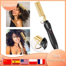 

Electric Hot Comb Hair Straightener Security Portable Curling Iron Heated Brush,Multifunctional Copper Straightening Comb