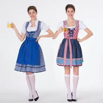 

Dancing Stage Costume German Beer Festival Bavarian Traditional Beer Dress Cotton Embroidered Maid Dress Maid Clothing Sportwear