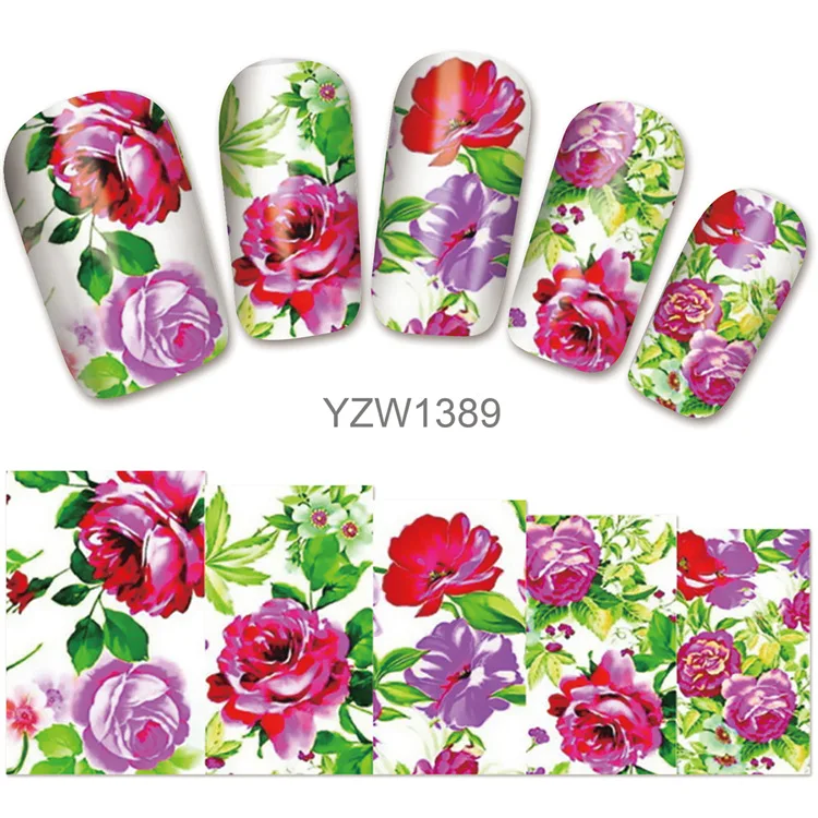 YZW-1389 3D рельефные наклейки на ногти Цветок Клей DIY дизайн цветочный узор маникюр слайдер ногтей Советы Декоративные наклейки - Цвет: YZW-1389