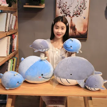 

1pc 23CM Lovely Whale Plush Toys Cartoon Mini Sea Animals Stuffed Soft Doll Cute Whale Shark Pillow for Children Birthday Gifts