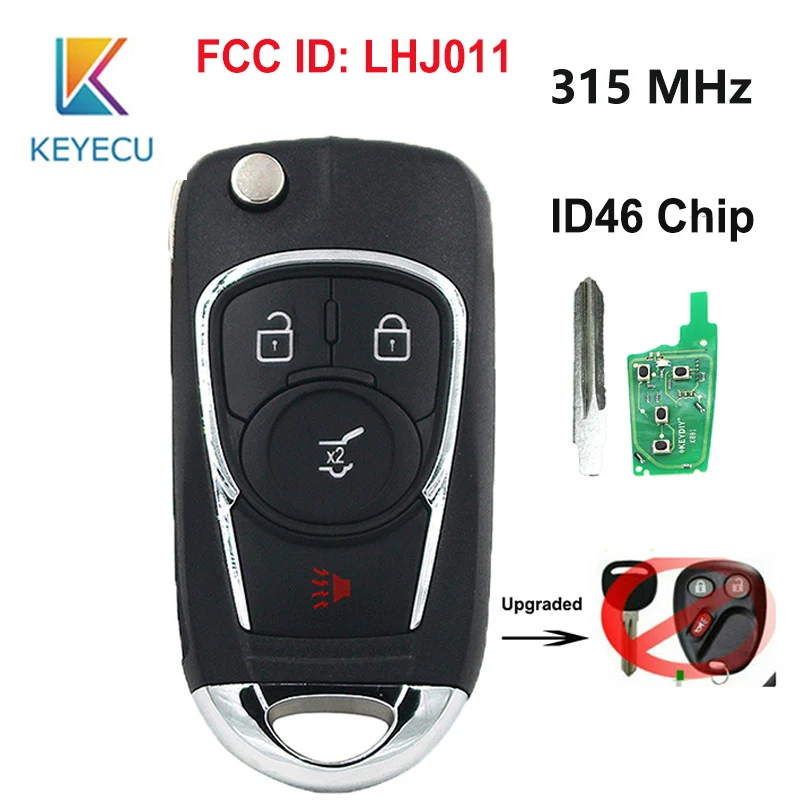 

KEYECU Upgraded Folding Remote Car Key FOB 315MHz ID46 Chip for Chevrolet Cadillac Escalade 2003 2004 2005 2006 FCC: LHJ011
