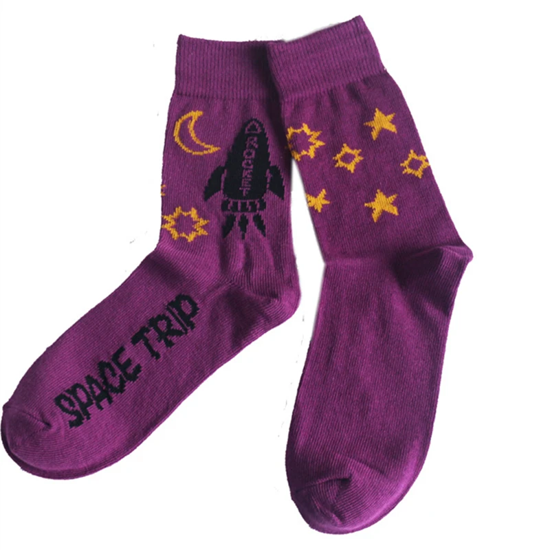 Носки Rocket для взрослых хлопок космический полет луна солнце звезда мультфильм
