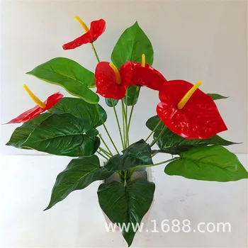 

High-quality Imitation Artificial Flower 18 Head Anthurium Andraeanum Lind Plant Bonsai Pastoral Style Village Desktop Decoratio