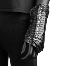 Унисекс, черная змеиная кожа, узор и серебряная заклепка, теплые повязки на руку из искусственной кожи, готический стиль, на шнуровке, защитный кронштейн, броня, косплей