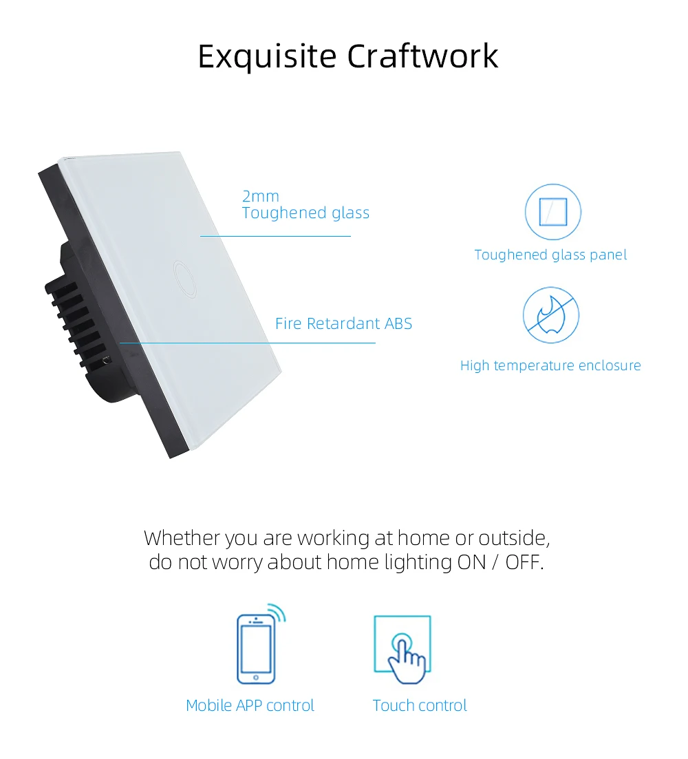 TISHRIC умный переключатель Wi-Fi Touch EU 1/2/3 Стекло Панель переключатель Wi-Fi 220 v/ewelink/модуль/светло Управление Alexa Google Home