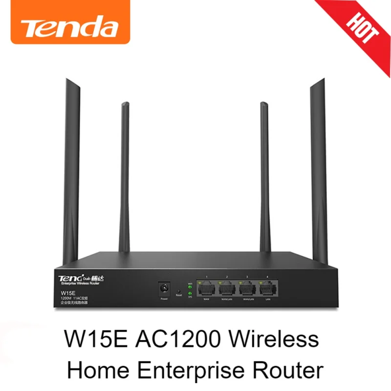 

Tenda W15E Enterprise AC1200 Wireless WiFi Router Hotspot 2.4G 5GHz Wi-Fi Repeater Wi-fi роутер