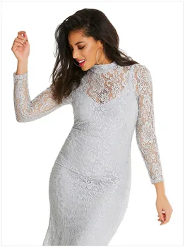 

Sexy Bodycon Mesh Lace Patchwork asymmetric maxi mermaid dress for Women Elegant Ladies Hollow Out Back Party Night Lace Dress