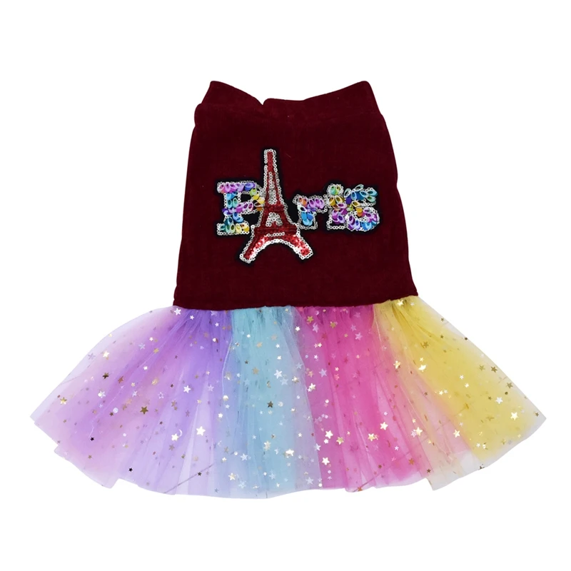 Красный Звездное Красочное платье-пачка для собак кружевное платье наряд принцессы для собак одежда Вечерние платья для собак - Цвет: Красный