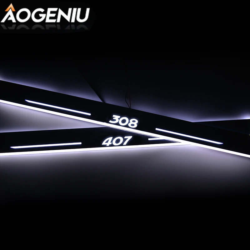 

LED Door Sill Acrylic Compatible For PEUGEOT 308 407 2004-2019 Pedal Exterior Scuff Plate Moving Light Car Interior Accessories