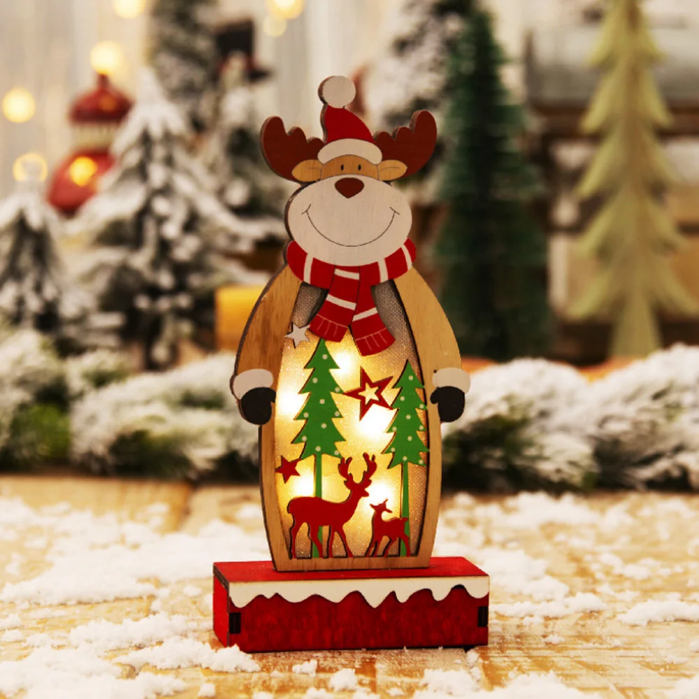 Снеговик подарок домашний Декор Рождественский светящийся орнамент Рождественский деревянный олень светящийся креативный Отель Настольный Санта-Клаус
