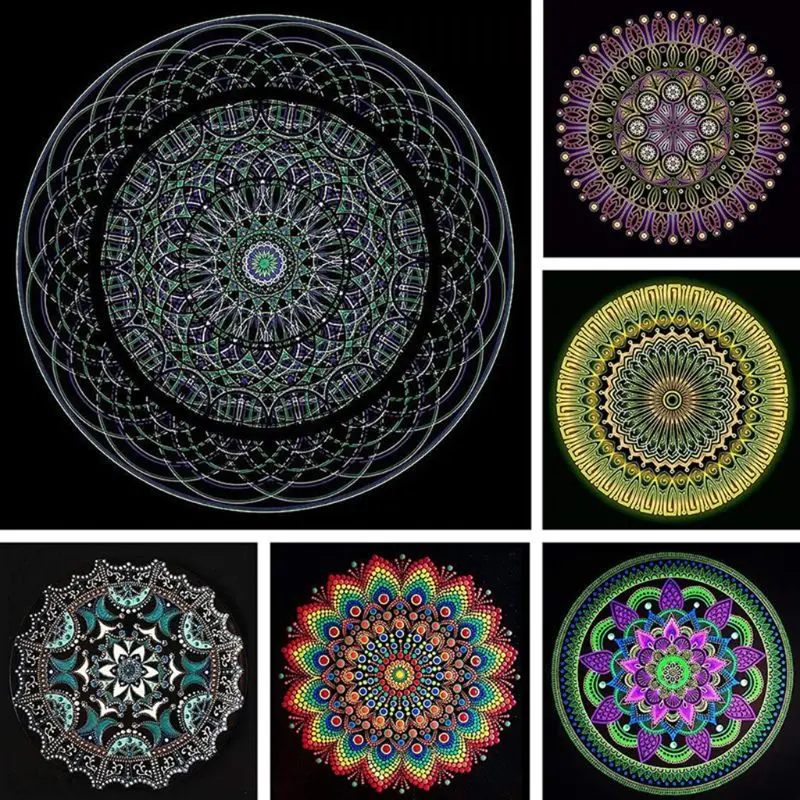 8pcs Black Round Cardboard Mandala Painting Paper DIY Cardboards for Artist Painter Art Supplies