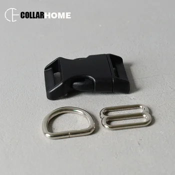 

10 sets metal D rings adjusters plastic release buckle 25mm webbing for DIY dog collar luggage outdoors paracord accessories