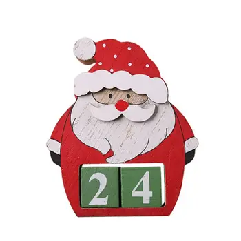 

Wood Snowman Santa Claus Advent Countdown Calendar Tabletop Christmas Decoration