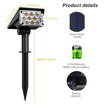 1/2/4PCS Solar Power Light Adjustable Light Temperature Solar Garden Light outdoor IP65 Solar Lamp Super Bright Solar Spotlight 2