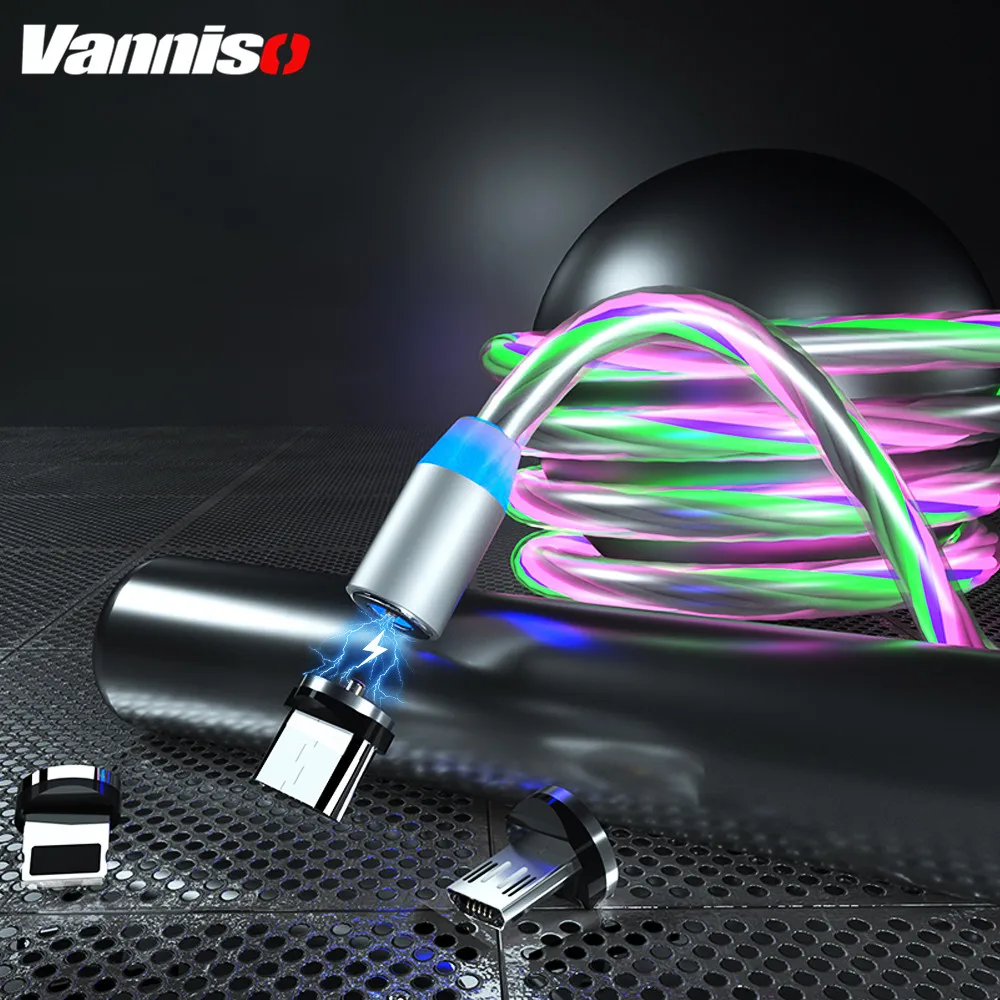 

Vanniso 1m Magnetic Cable LED Micro usb Type C Magnetic usb Charging Cable For iPhone X 11promax Huawei Samsung S8 xiaomi note 8