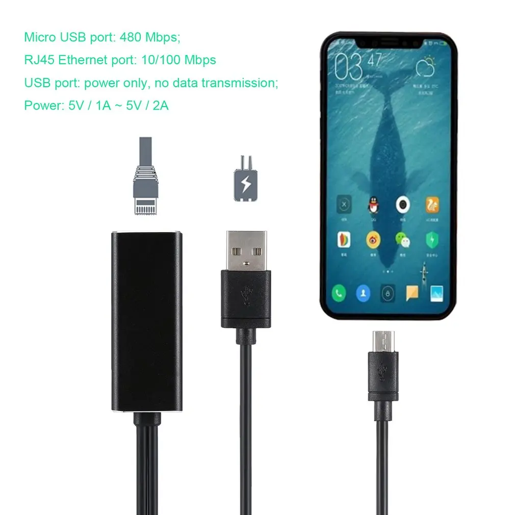 Fire tv Stick HD 480 Мбит/с Micro USB2.0 к RJ45 Ethernet адаптер 10/100 Мбит/с для нового Fire tv/Google Home Mini/Chromecast Ultra