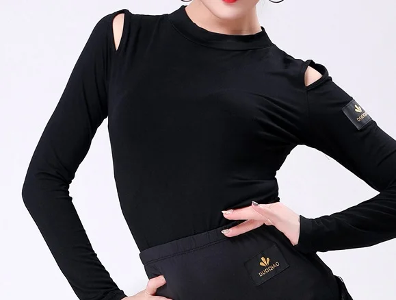 Long sleeve Топ для латинских танцев Женские Модальные Открытые Рубашки на плечо Сальса Танго ча Румба Самба танцевальная одежда женская тренировочная одежда DNV11897 - Цвет: Long sleeve