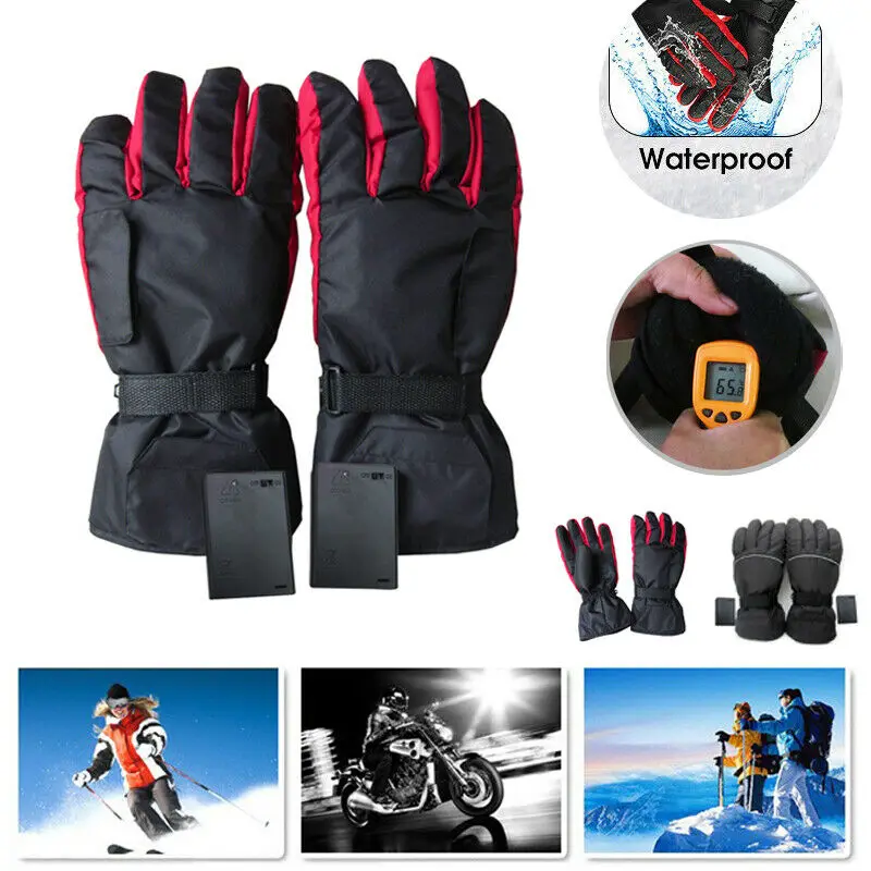 Зимние перчатки с подогревом, водонепроницаемые аккумуляторные батареи, руки с электрическим подогревом, уличные зимние теплые перчатки
