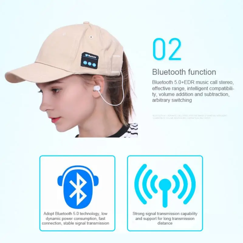 Беспроводная музыкальная Кепка Bluetooth, для мужчин/женщин, для отдыха на открытом воздухе, с громкой связью, бейсбольная шляпа, беспроводные