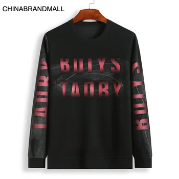 

Autumn Men Plus Fat Plus Size Black Round Neck Long Sleeve Sweater Men Youth Fat Man Leisure Top Male