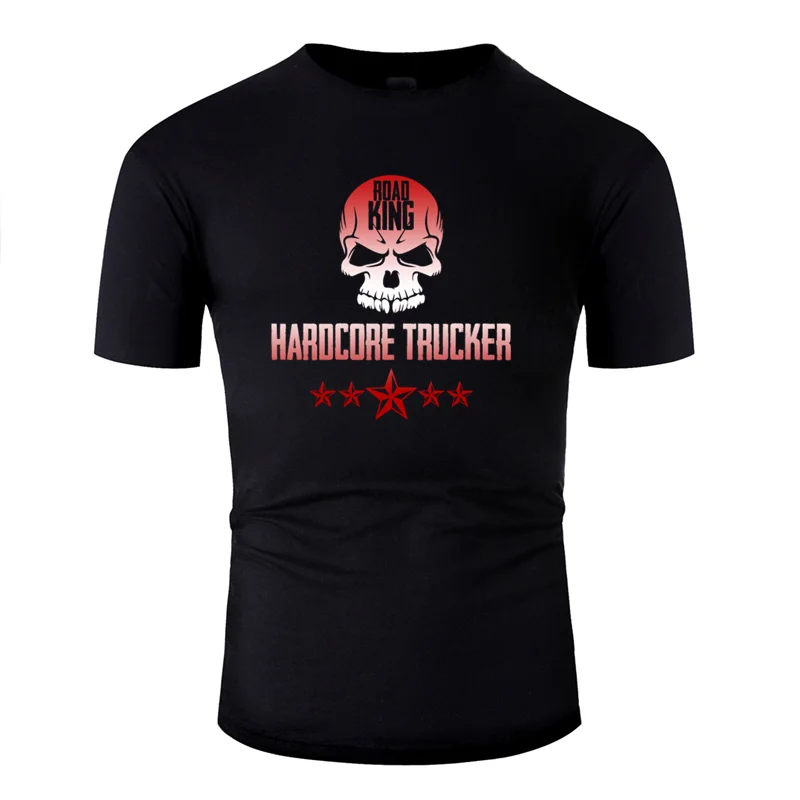 Модная дышащая футболка road king hardcore trucker черного цвета размера плюс 3xl 4xl 5xl нормальная футболка потрясающая с юмором
