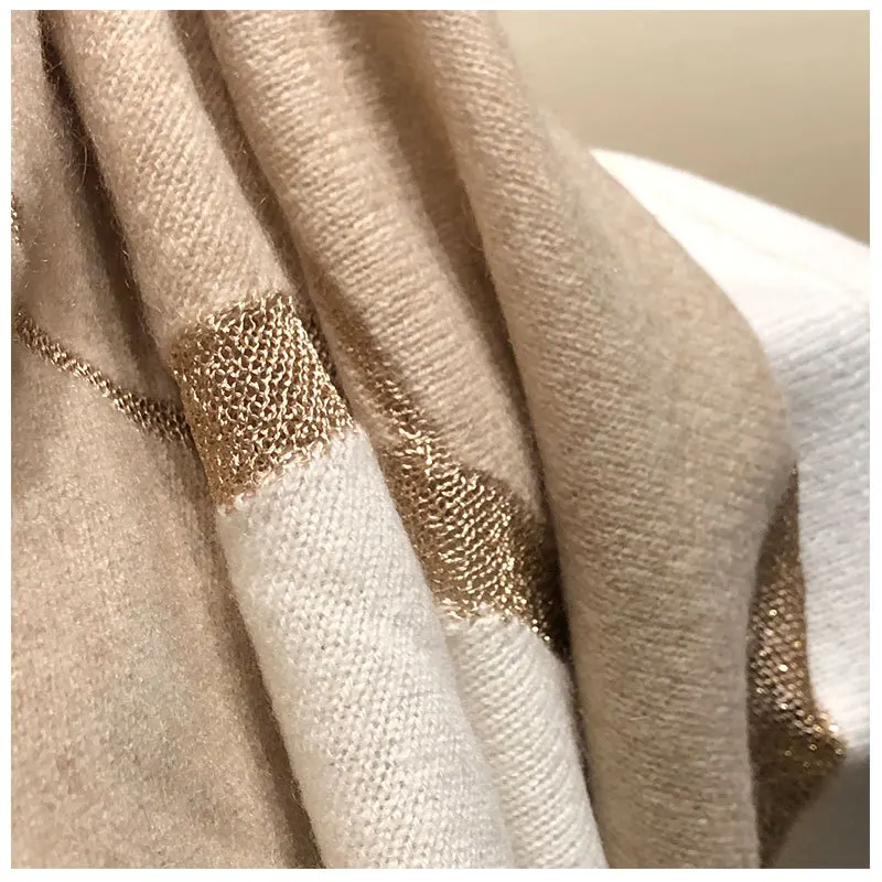 Теплый мягкий кашемировый шарф для женщин цвета хаки Осень Зима 100% длинный