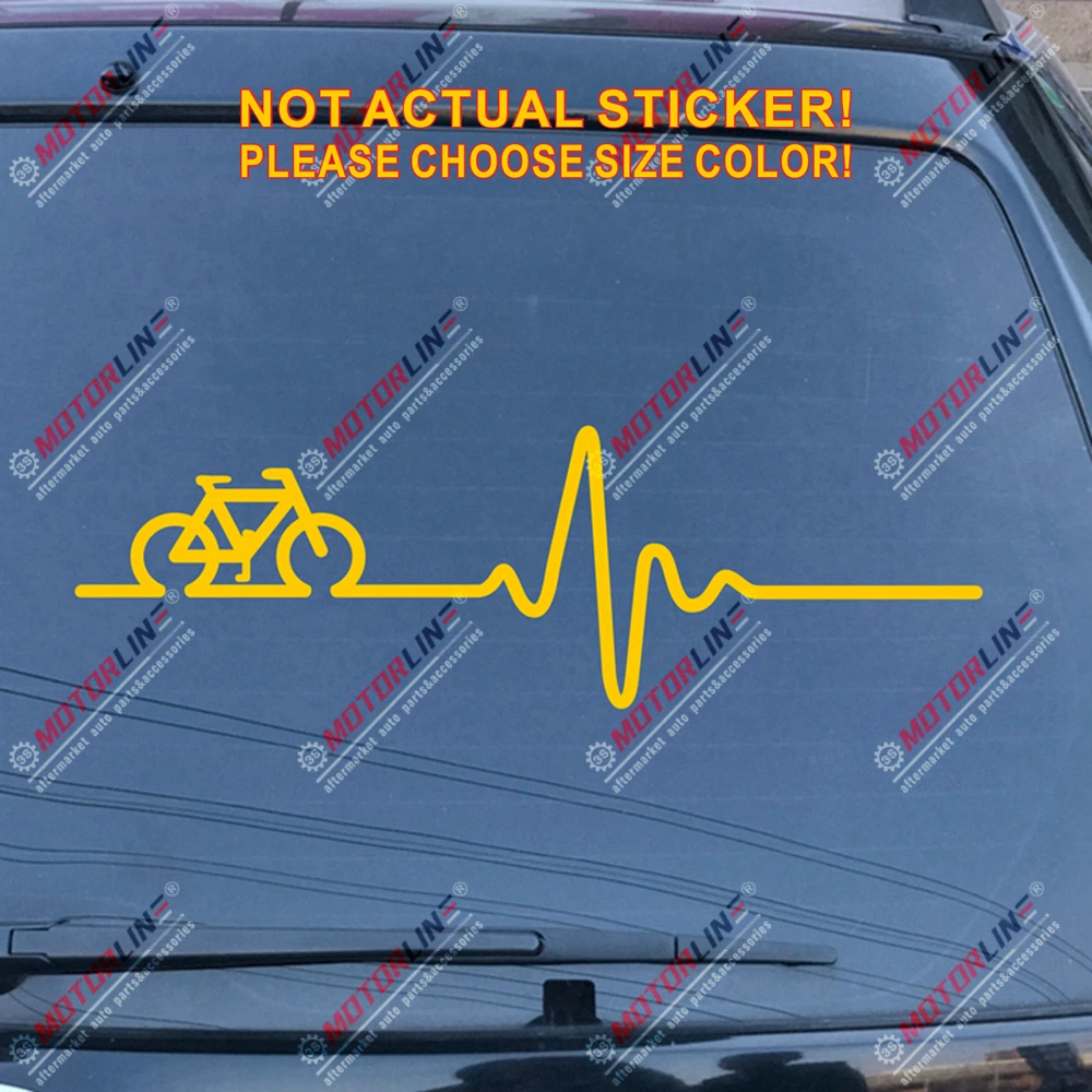 Велосипедный Забавный велосипед наклейка с велосипедом на стену стикер Сердце Beat EKG автомобиль винил гоночный гонщик - Название цвета: Цвет: желтый