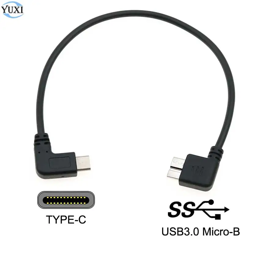 Кабель для передачи данных YuXi USB 3.0 Type-C к 3 1 Micro B 90 градусов коннектор жесткого