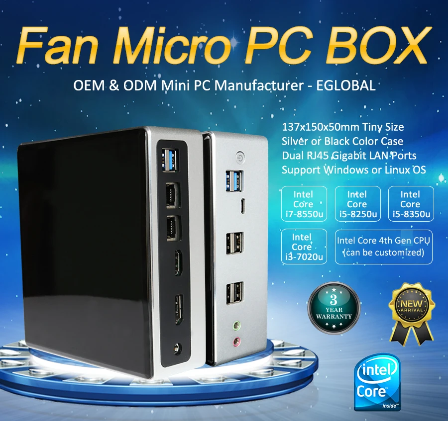  New arrival computer 8th Gen GAMING MINI PC Core I3 7020U/I5 8250U/I7 8550U 32GB DDR4 M.2 NVME SSD 