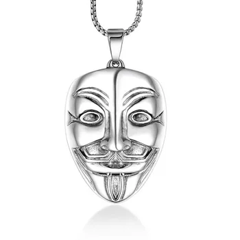 

Stainless Steel V for Vendetta Mask Pendant Necklace Funny Vendetta Jewelry Gift For Men Women