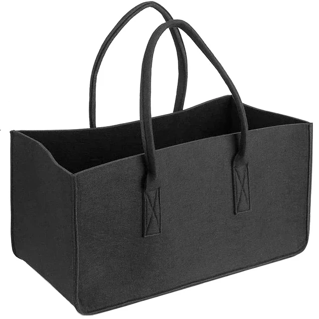 Sac en Feutre Sac en Feutre avec Poignée et gants Panier en Feutre  Rangement Sac de Rangement Pliable pour Bois de Cheminée Provisions,  Journaux