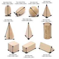Деревянные Геометрические Твердые 3-D формы обучение по методу Монтессори ресурсы для школы дома Y4UD