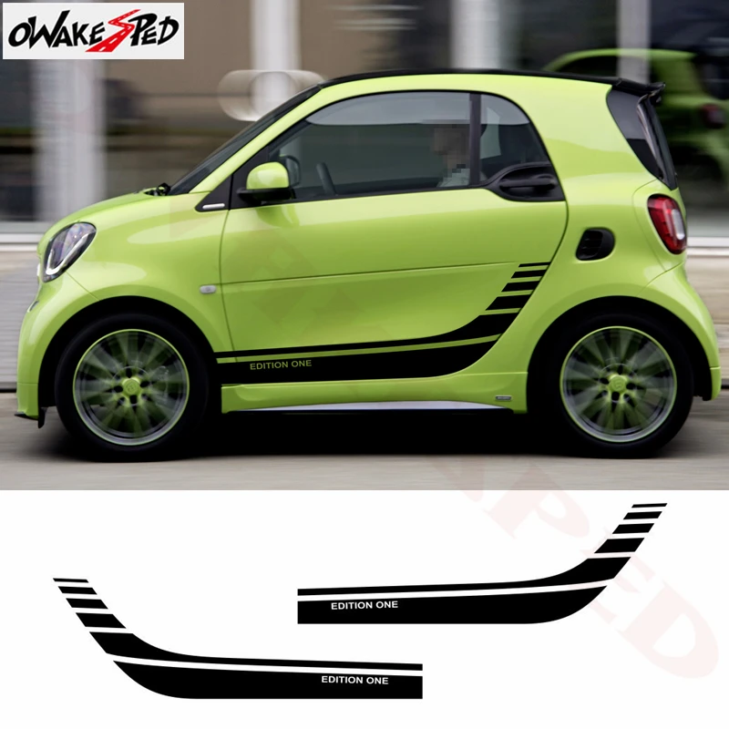 2pcs Car Styling For Smart Fortwo Forfour Racing Sport Stripes Stickers  Body Door Side Skirt Decor Stickers Diy Vinyl Decals - Car Stickers -  AliExpress