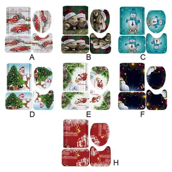 

Christmas 3D Digital Printing Shower Curtain 4 Pieces For Home / Hotel / Party Decoration 180 * 180cm