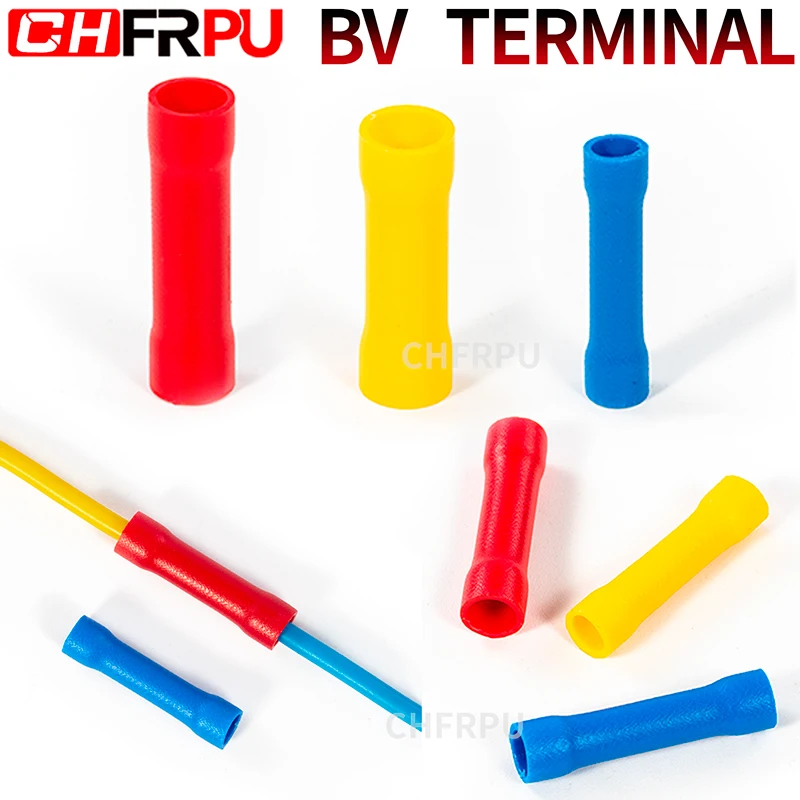Terminals Quick crimping 50Pieces BV1.25 BV2 BV5.5 BV8 Insulated Straight Wire Butt Connector Electrical Crimp | Обустройство дома