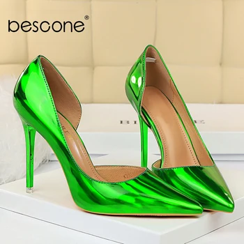 

BESCONE Sexy Pumps Women Handmade Thin Heels Pointed Toe Asakuchi Solid Color Banquet Women's Pumps Fashion Shoes Women BM455