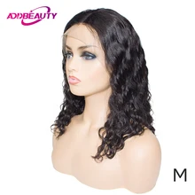 Глубокая волна короткий Боб 13x6 Синтетические волосы на кружеве парик для черных Для женщин бразильские человеческие волосы Волосы remy естественная волна волос Цвет 150% среднего соотношение