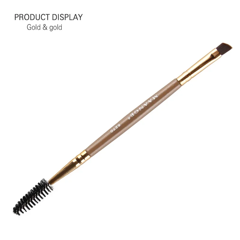 Недорогие Кисточки для макияжа Duo Brow, Кисть для макияжа с деревянной ручкой, двухсторонние плоские Угловые кисти для бровей,, pinceaux maquillage