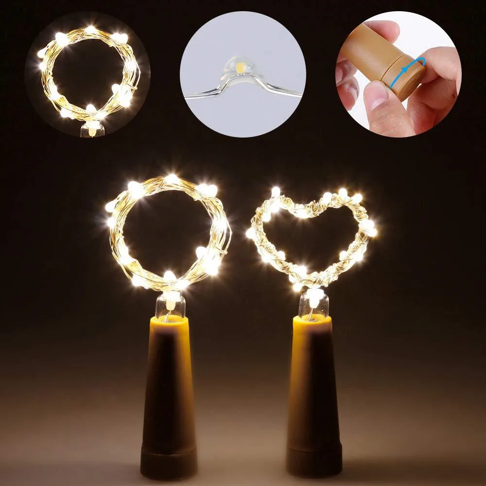 

6PCS 1M LED String Lights Garland Copper Wire Cork String Fairy Lights Wine Bottle Lights For Valentine Wedding Decoration