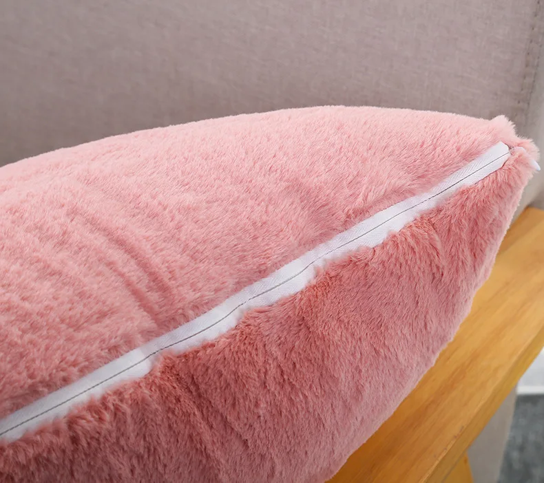 Зимний чехол для подушки из искусственного меха кролика, розовый, белый, наволочка для дивана/автомобиля/дивана, наволочки, Современный домашний декор