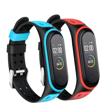

2020 NEW For Mi Band 5 Strap Sports Silicone Strap Two-tone Reverse Buckle Strapp
