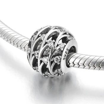 

2019 Fashion 925 Sterling Silver sparkling Clear CZ Beads Fit European Charms Bracelet For Women Jewelry Making