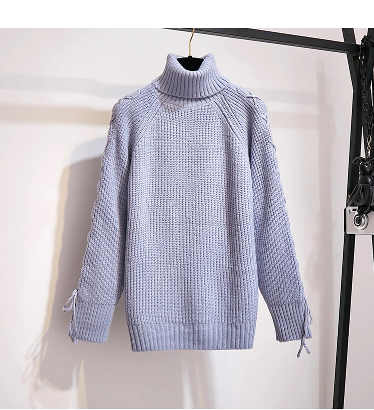 blue sweater Осень-зима, Женский Свободный Повседневный вязаный Топ с длинным рукавом+ клетчатая мини шерстяная юбка с высокой талией, комплект из двух предметов - Цвет: blue sweater