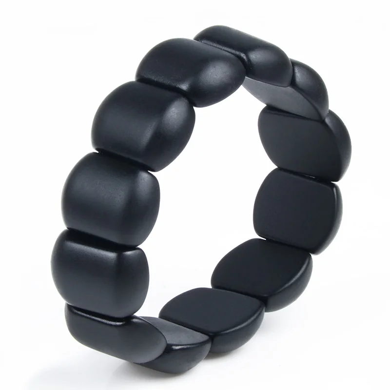 Natural Black Stone Bracelet For Men&Women Real Bianshi Health Care Massage Bracelet Benefits Weight Loss obsidian bracelet