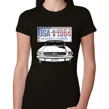 Ford Mustang Country USA 1964 matrícula americana Vintage - Camiseta Unisex para mujer coches y camiones Junior Fit para hombres y mujeres