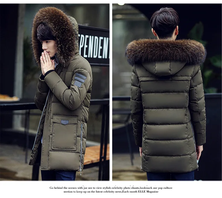 Winter Fashion down Jacket Men inflooring lian Cap Thick White ya rong ao New Style Mid-length New Style Korean-style Coat Men's