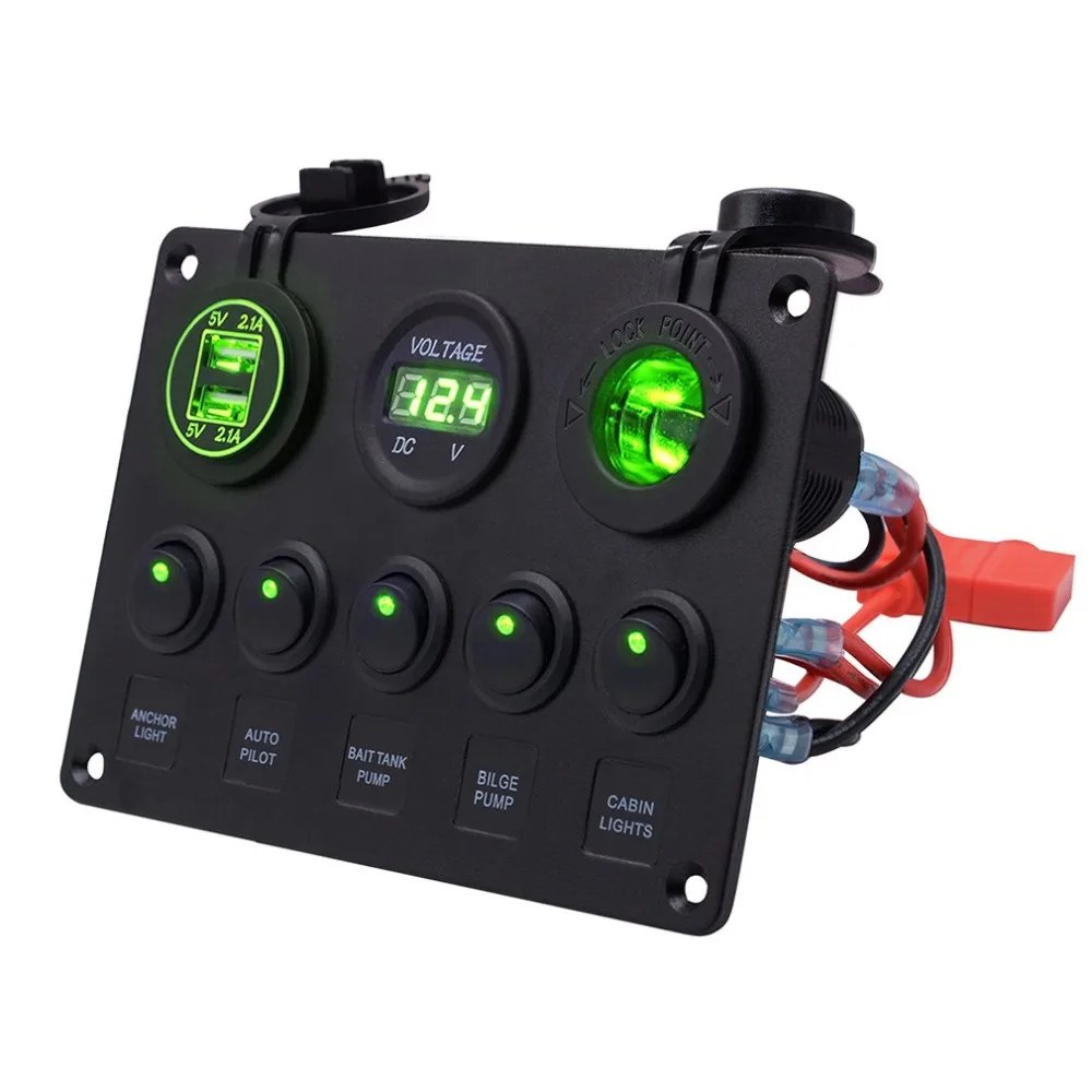 Cs-666A1-3 круглый светильник+ сигаретный светильник er Seat+ двойной Usb+ Вольтметр комбинированная панель для автомобиля лодки Rv грузовик Camper