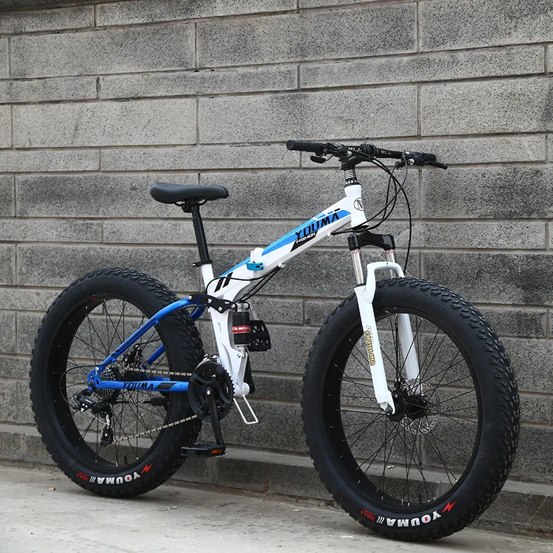 4.0 Super Wide Tire Folding Bike Snow Mountain Bicycle 20/24/26 Inch Speed Adult Student Men And Women