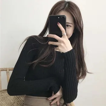 

New-coming Autumn O-neck Pullovers Sweaters Primer shirt long sleeve Korean Slim-fit tight sweater
