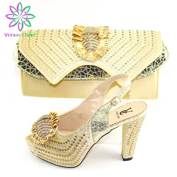 

Latest Italian Summer Shoes With Clutch Bag Set Nigerian Rhinestone Women High Heels Shoes And Bag Set For Party